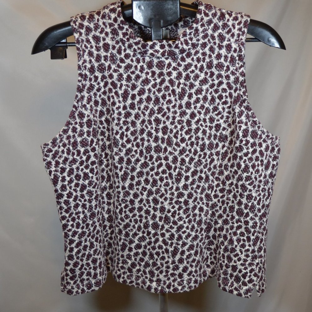 Anthropologie Akemi + Kim Women's Sz L Sleeveless Metallic Leopard Print Blouse